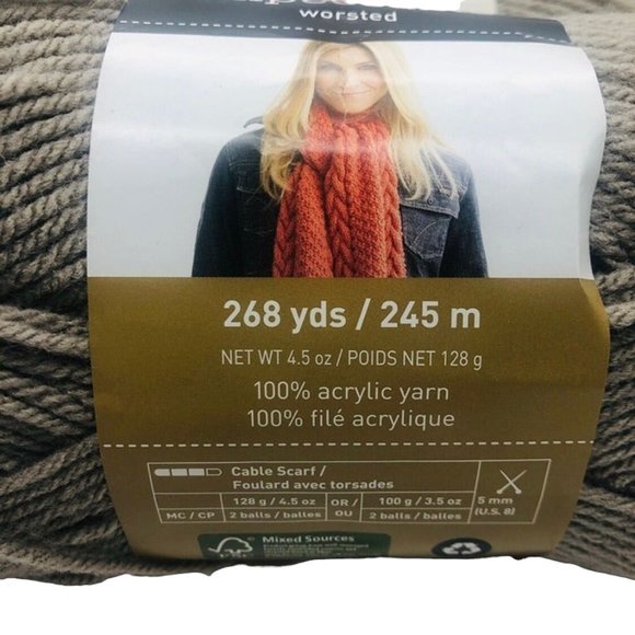 4 x Loops & Threads Impeccable Clay Acrylic Yarn Skeins Worsted 4.5 oz. 268 Yds - Picture 4 of 6